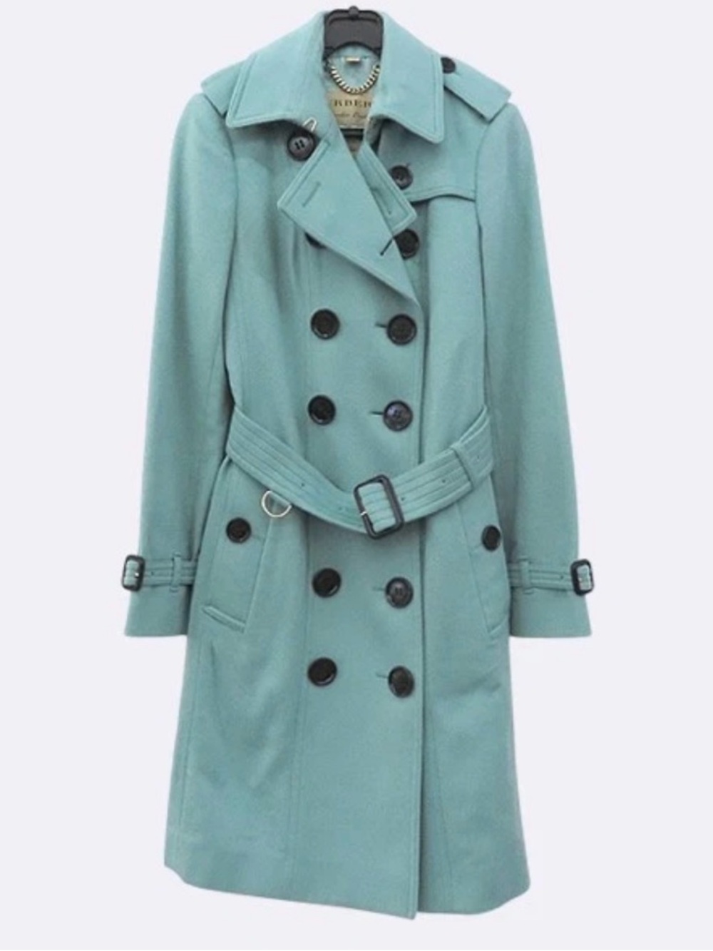 Burberry Soft Blue Cashmere Sandringham Coat